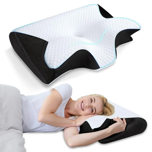 Stomach Sleeping Pillow Rolled Horn Neck Memory Pillow Home Slow Rebound Hotel Cervical Vertebra Pillow Pillow Core