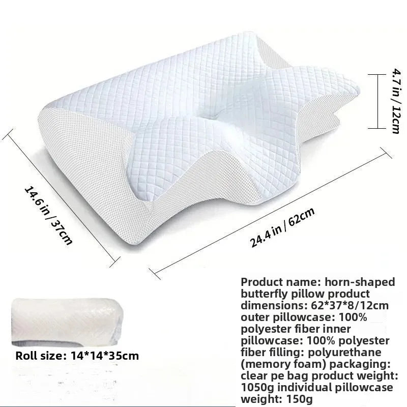 Stomach Sleeping Pillow Rolled Horn Neck Memory Pillow Home Slow Rebound Hotel Cervical Vertebra Pillow Pillow Core