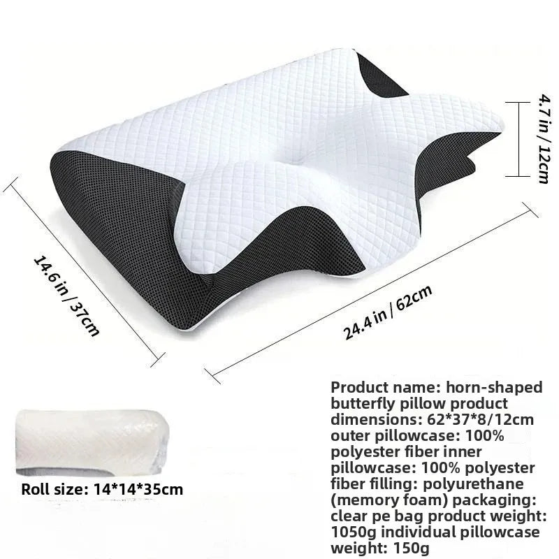 Stomach Sleeping Pillow Rolled Horn Neck Memory Pillow Home Slow Rebound Hotel Cervical Vertebra Pillow Pillow Core